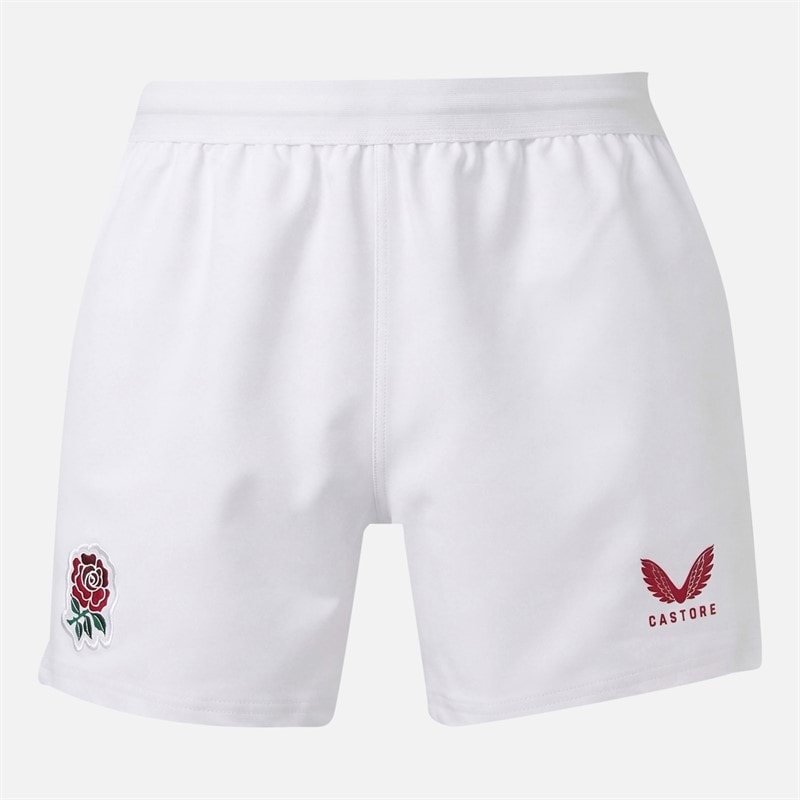 Castore Mens RFU England Rugby 25/26 Home Pro Shorts Brilliant White/Lipstick Red