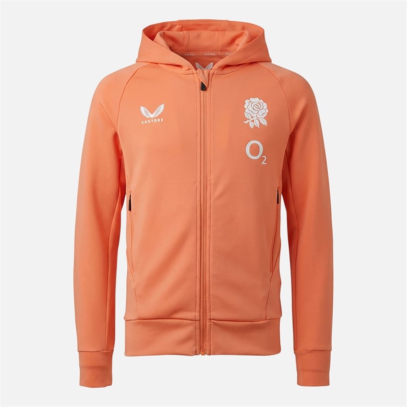 Castore Junior RFU England Rugby Performance Full Zip Hoodie Melon
