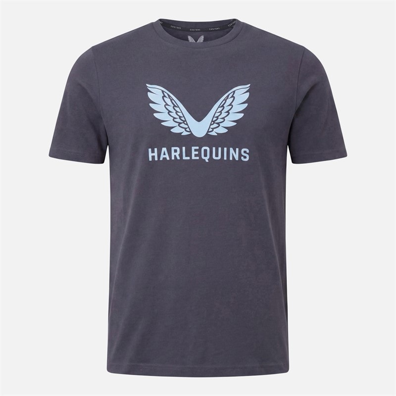 Castore Mens HFC Harlequins Rugby Travel T-Shirt Ebony