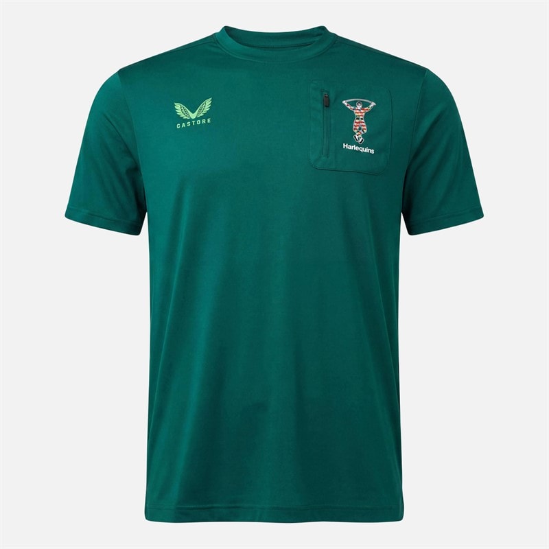 Castore Mens HFC Harlequins Rugby T-Shirt Botanical Garden Team