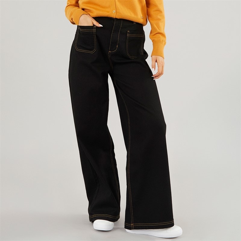 Foxdale Womens Haydock Wide Leg Jeans Dark Denim
