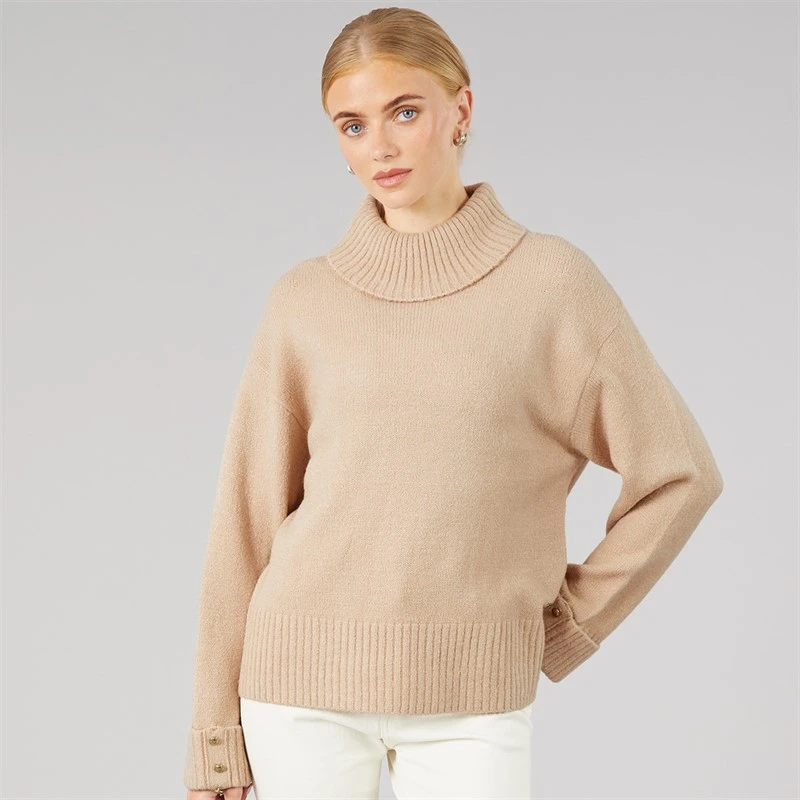 Foxdale Womens Alderhurst Roll Neck Jumper Light Taupe