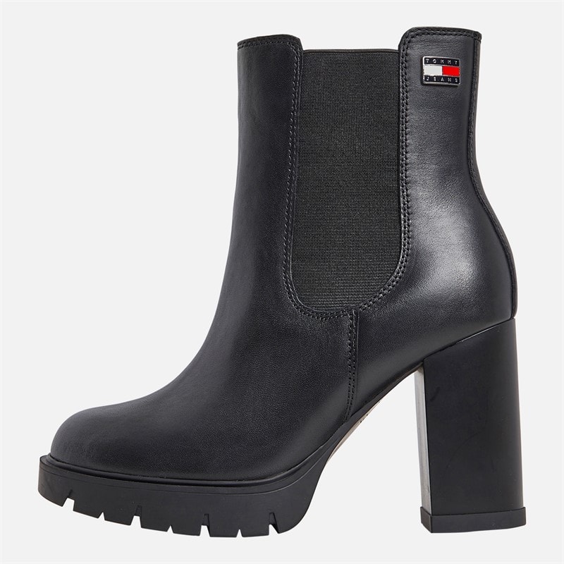 Tommy Jeans Womens High Heel Chelsea Boots Black