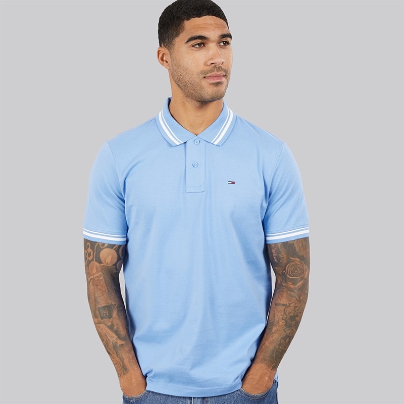 Tommy Jeans Mens Tipped Polo Shirt Blue Twilight