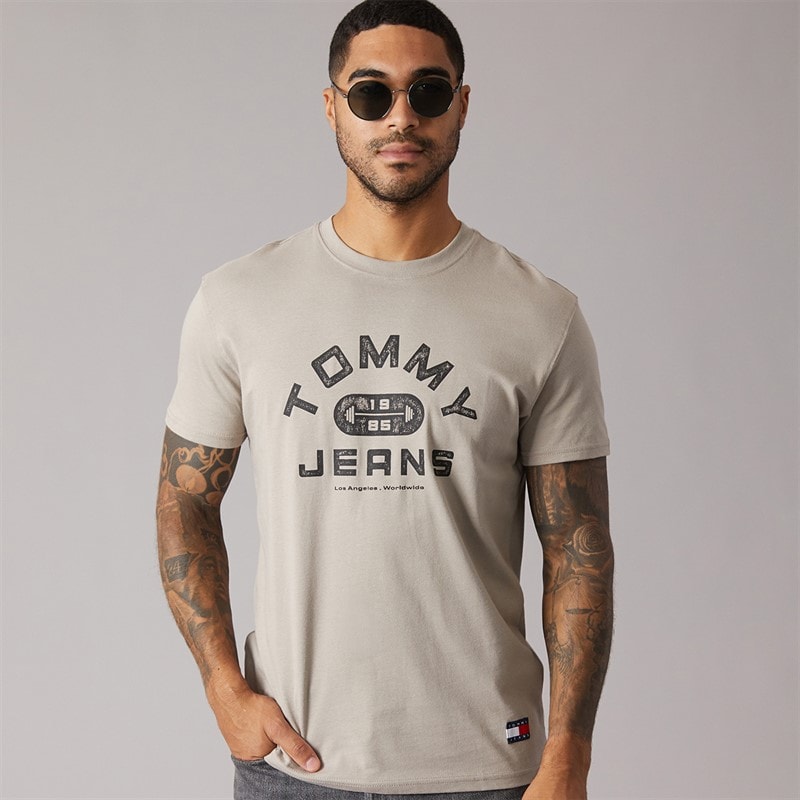 Tommy Jeans Mens Gym T-Shirt Limestone Dust
