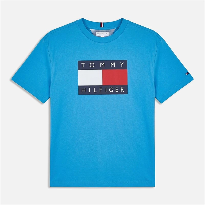 Tommy Hilfiger Boys Heritage Printed Flag T-Shirt Copenhagen Blue