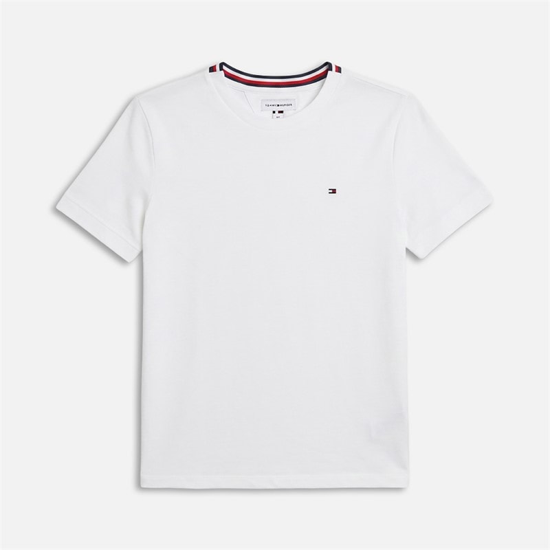 Tommy Hilfiger Boys Tape Detail Pique T-Shirt White