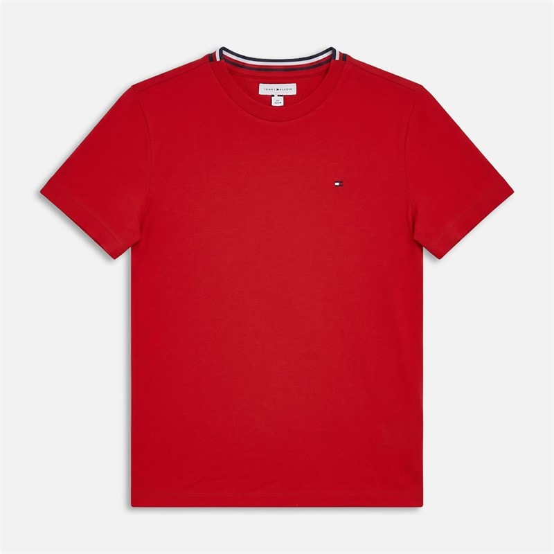 Tommy Hilfiger Boys Tape Detail Pique T-Shirt Primary Red