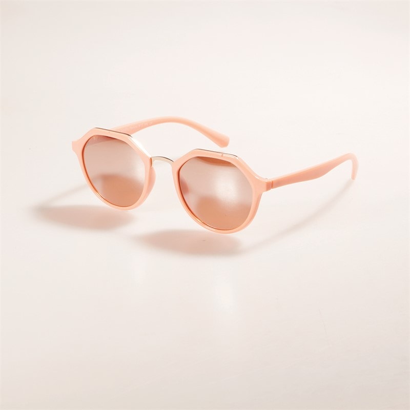 Sunsentials Womens Hexagonal Lens Sunglasses Shiny Solid Coral