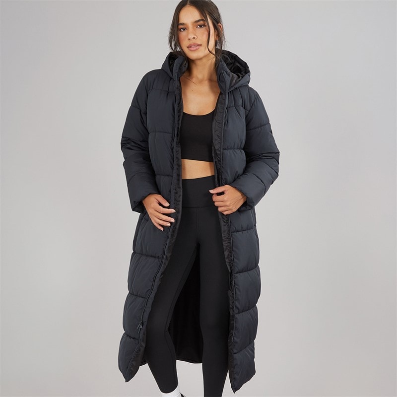 JJ REBEL Womens Alice Long Puffer Coat Black