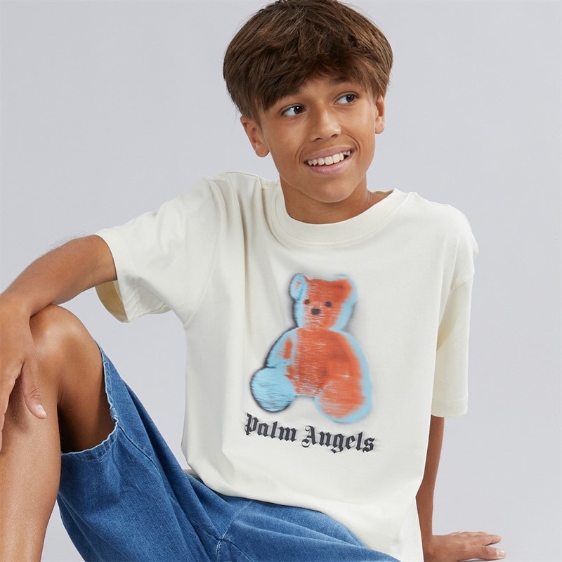 Palm Angels Boys Blurred Bear T-Shirt Off White