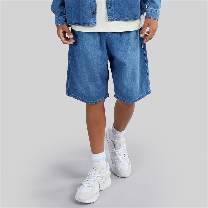 Palm Angels Boys Chambray Shorts Celeste/Light Blue