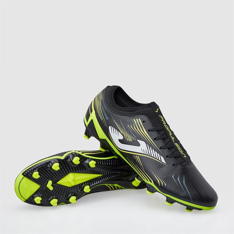 Joma Mens Propulsion 25 FG Firm Ground Football Boots Black/Fluoro Yellow