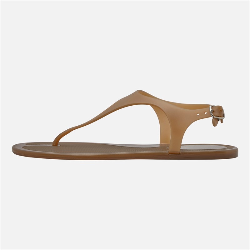 SEQWL Womens Jelly Thong Flat Sandals Coffee