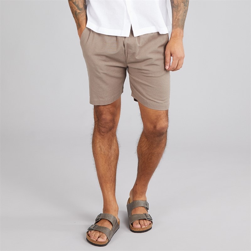 Avant Garde Mens Rustic Linen Shorts Mink