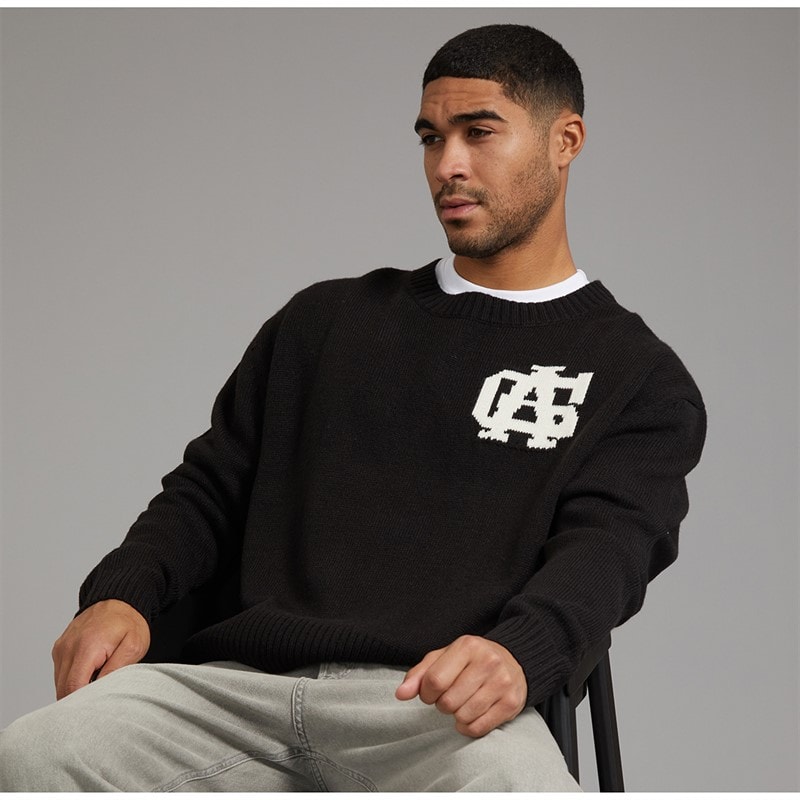 Avant Garde Mens Quinn Logo Crew Neck Jumper Black