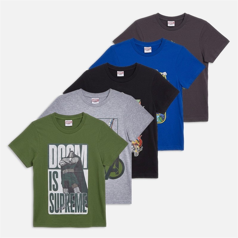 AVENGERS Boys Doomsday Five Pack T-Shirts Multi