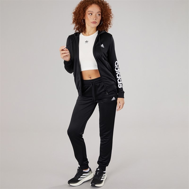 adidas Womens Essentials French Terry Logo Tracksuit Black/White
