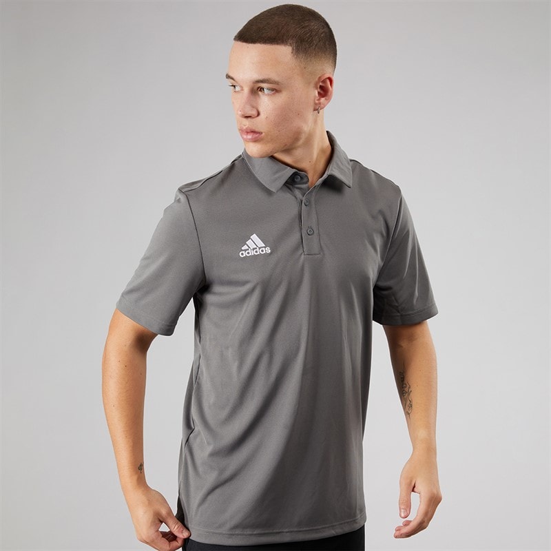 adidas Mens Entrada 22 Short Sleeve Polo Shirt Team Grey Four