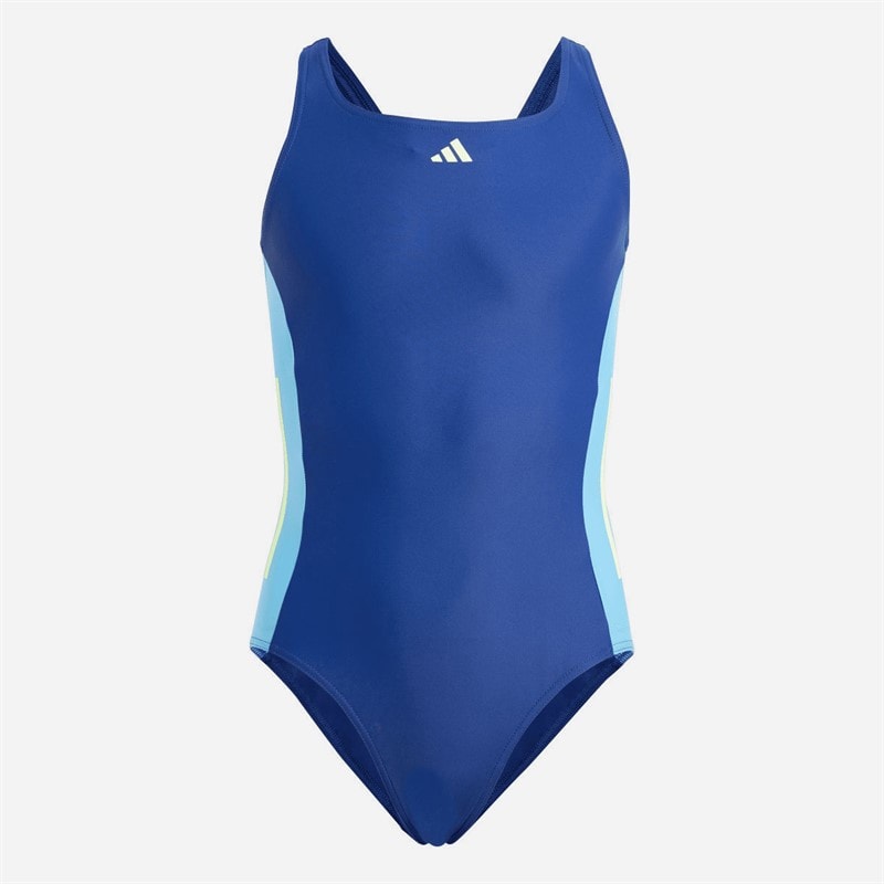 adidas Girls Cut 3-Stripes Swimsuit Dark Blue/Green Spark