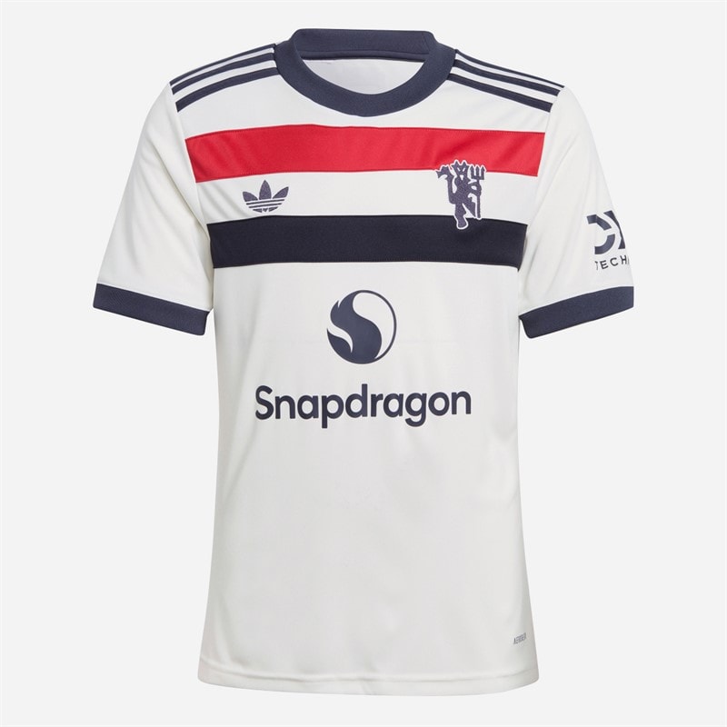 adidas Junior Boys MUFC Manchester United 24/25 Third Jersey Off White