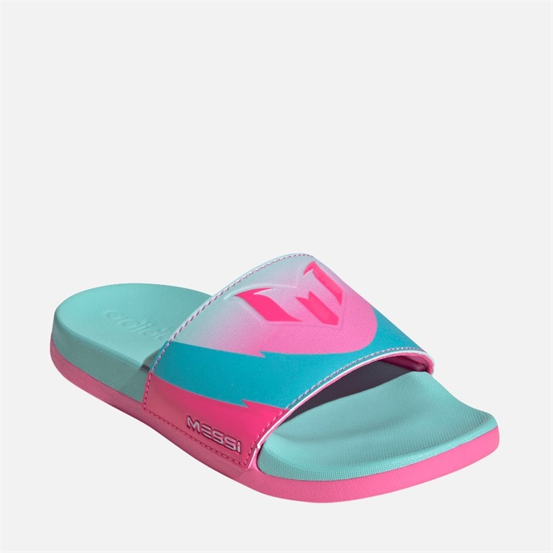 adidas Junior Adilette Comfort Messi Sliders Cloud White/Core Black/Silver Metallic