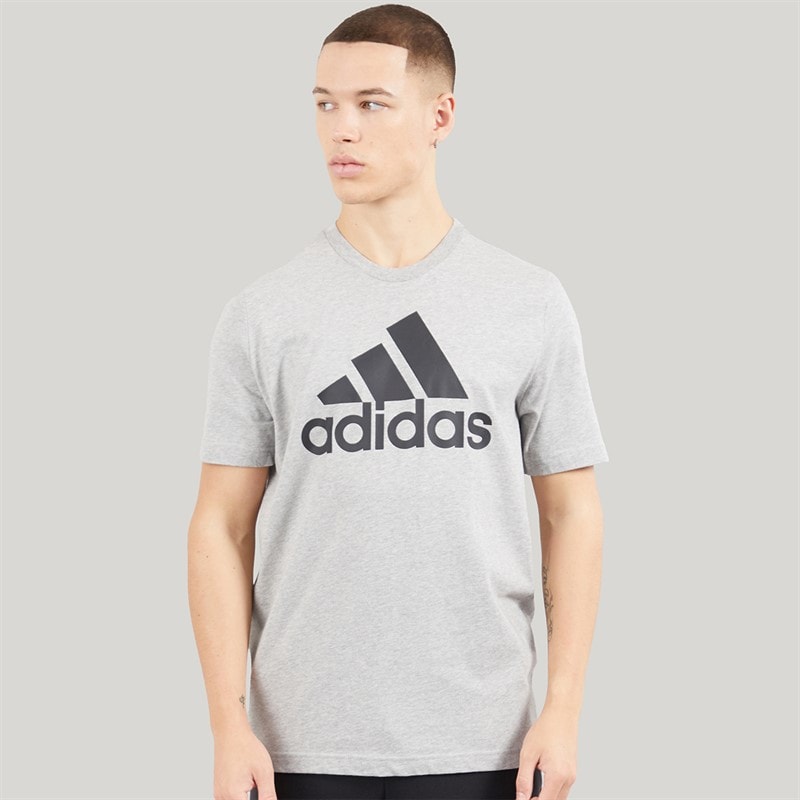 adidas Mens Essentials Big Logo T-Shirt Medium Grey Heather/Black