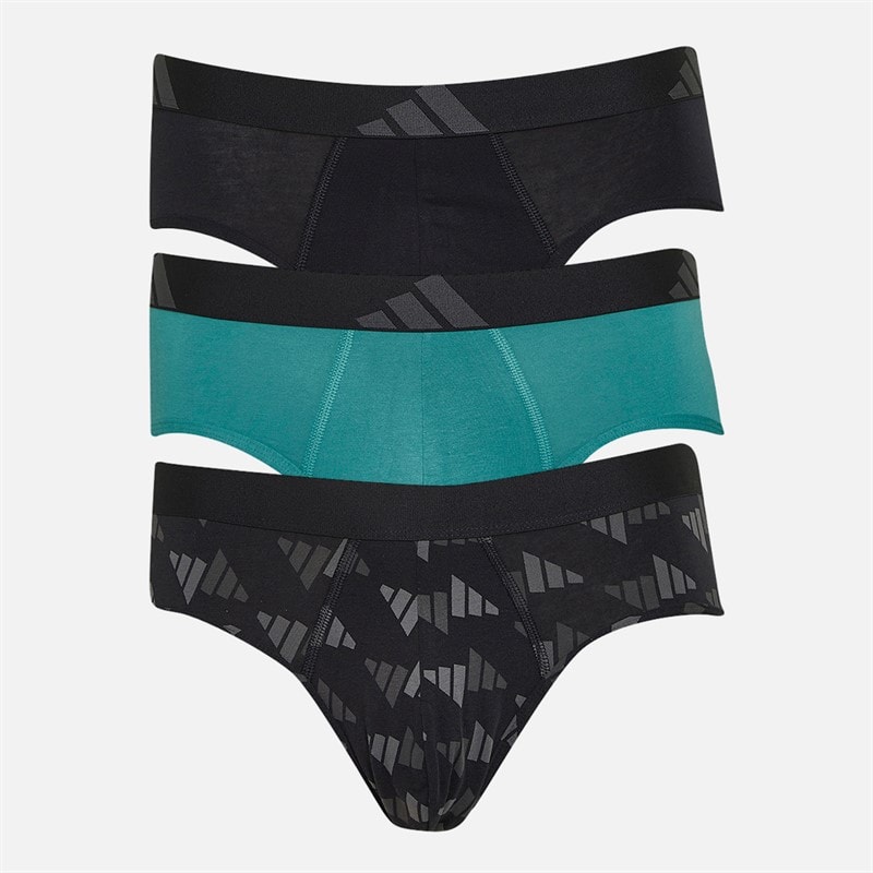 adidas Mens Three Pack Briefs Black/Green