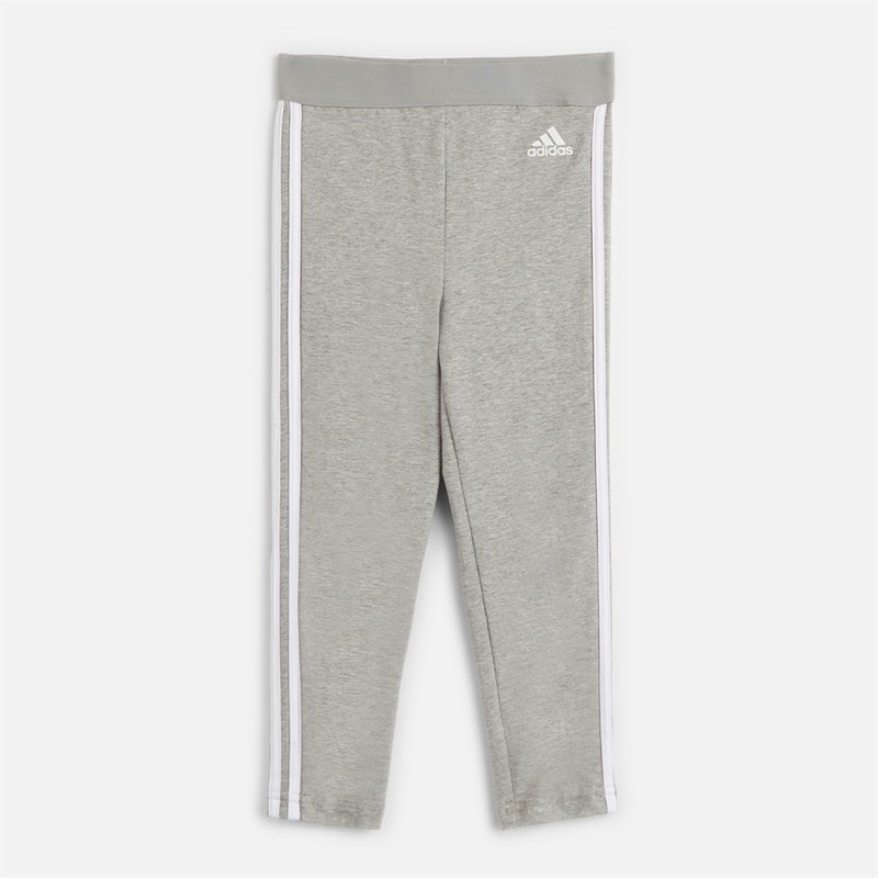 adidas Infant Girls Essentials 3-Stripes Leggings Medium Grey Heather/White