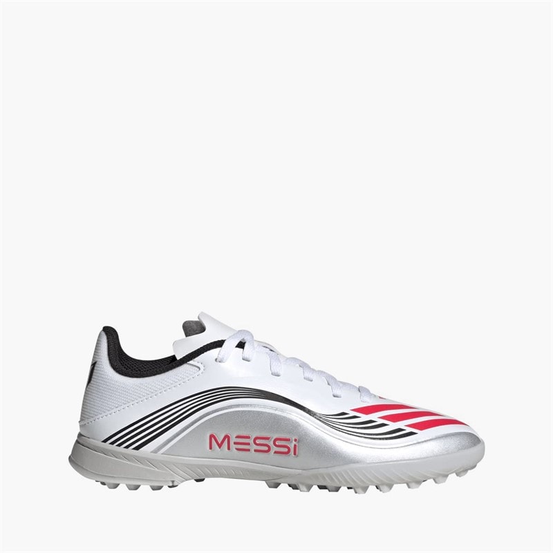 adidas Junior F50 League Messi TF Astro Football Boots Cloud White/Lucid Red/Silver Metallic