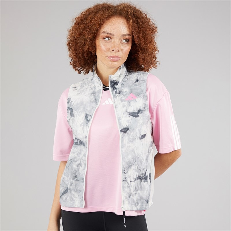 adidas Womens Own The Run Spray Dye Full Zip Running Gilet Orbit Grey/Black