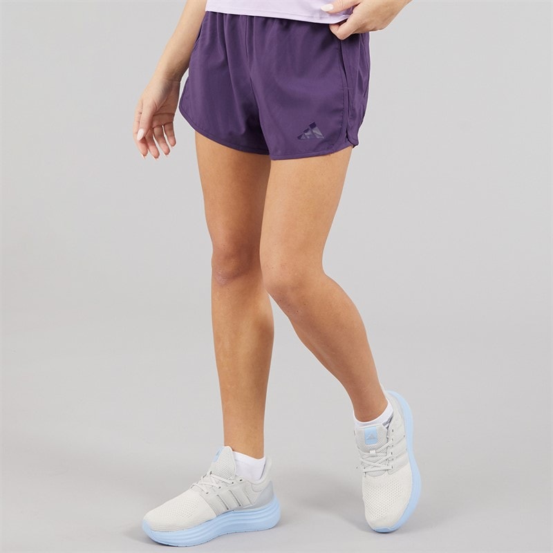 adidas Womens Pacer Training High Rise Woven Shorts Aurora Plum