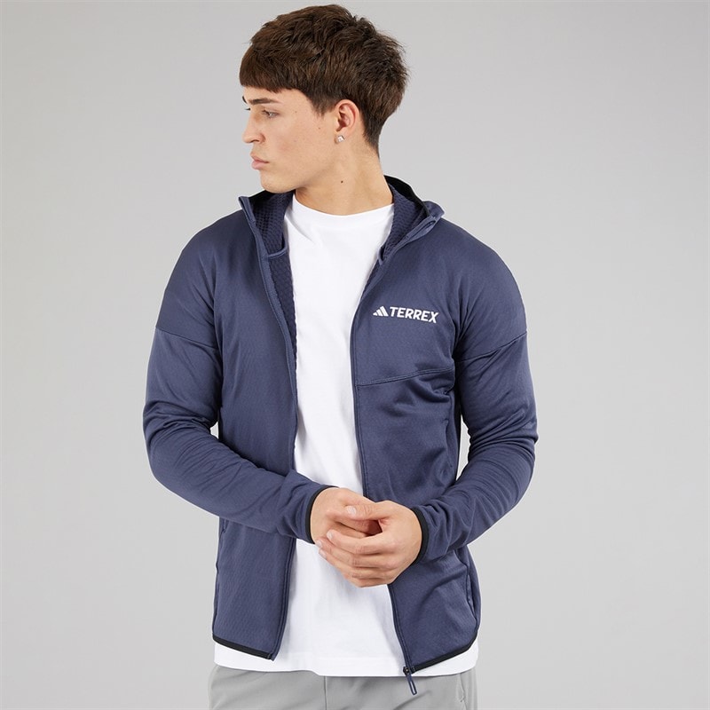 adidas Mens Terrex Xperior Climawarm Light Fleece Hooded Jacket Shadow Navy