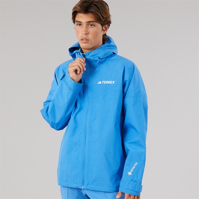 adidas Mens Terrex Xperior 2 Layer Gore Tex Waterproof Hooded Jacket Ray Blue