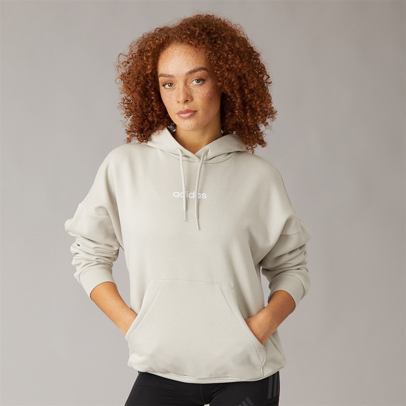 adidas Womens Essentials Linear Hoodie Wonder Alumina/White
