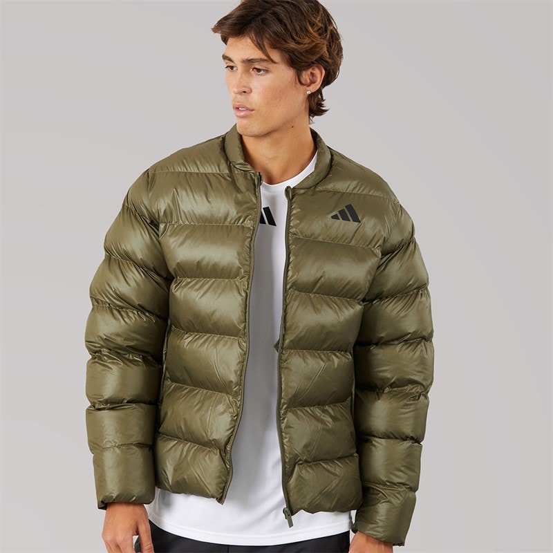 adidas Mens Essentials Climawarm Synthetic Down Jacket Olive Strata