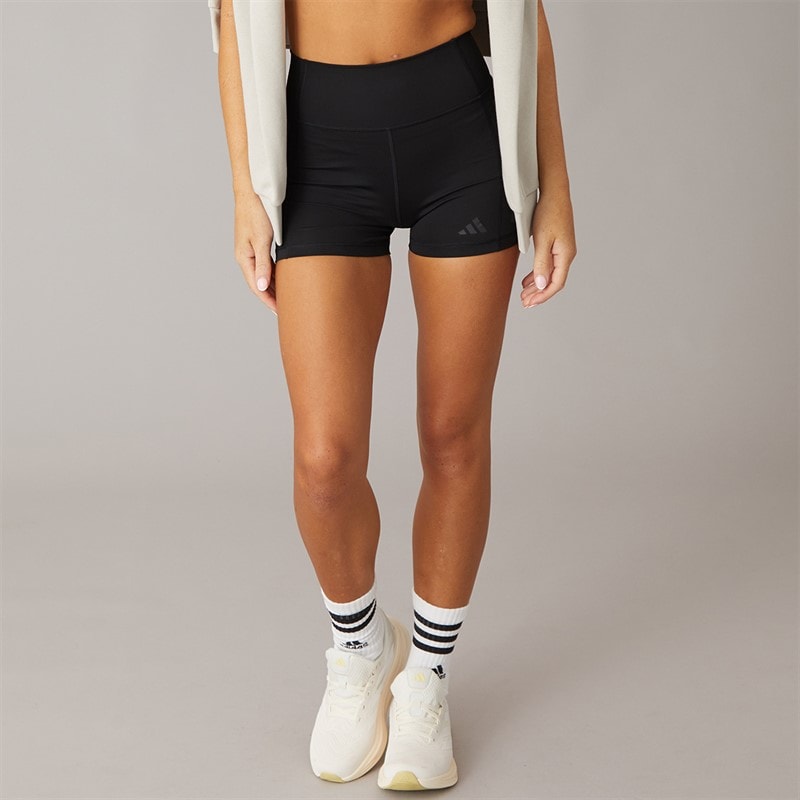 adidas Womens Optime 3 Stripes Tight Shorts Black
