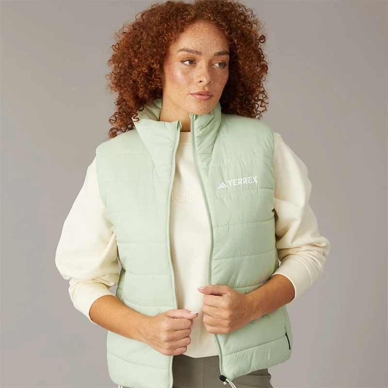 adidas Womens Terrex Essentials Climawarm Insulated Padded Gilet Halo Green