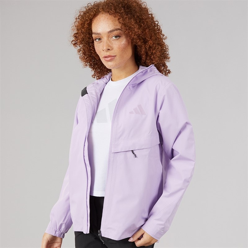 adidas Womens Terrex Multi 2 Layer Climaproof Hooded Rain Jacket Powder Plum