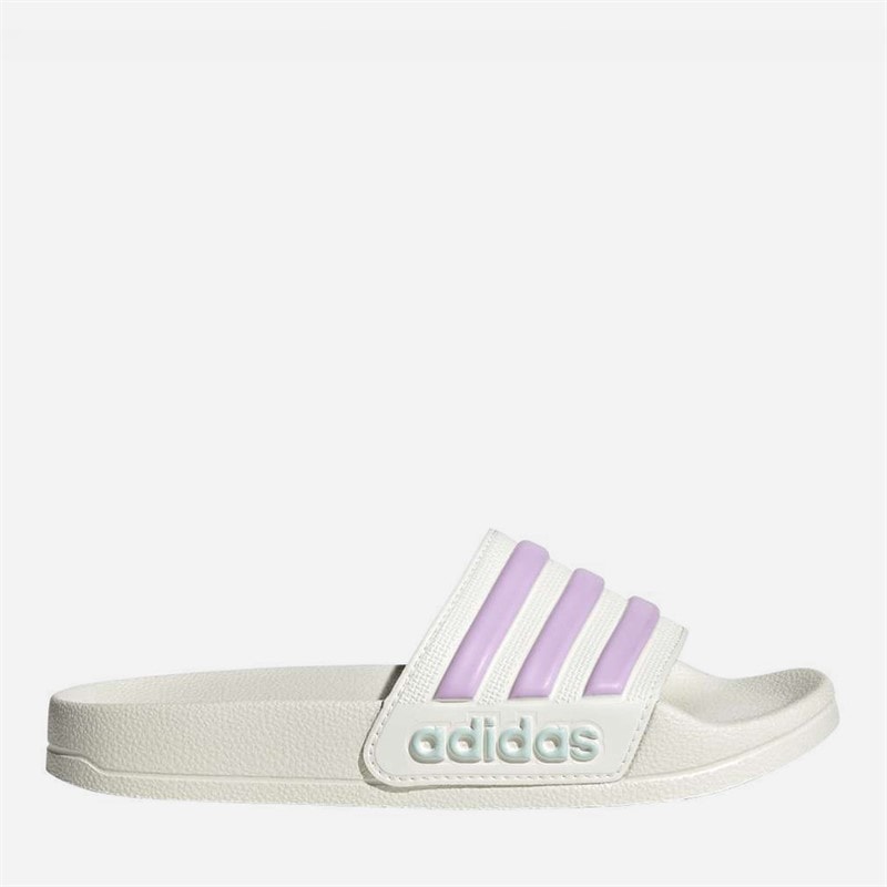 adidas Junior Adilette Shower Sliders Off White/Bliss Lilac/Halo Mint