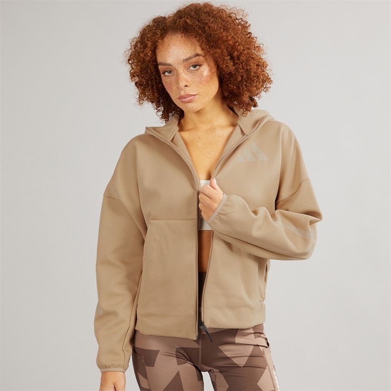adidas Womens Z.N.E Full Zip Hoodie Warm Sand