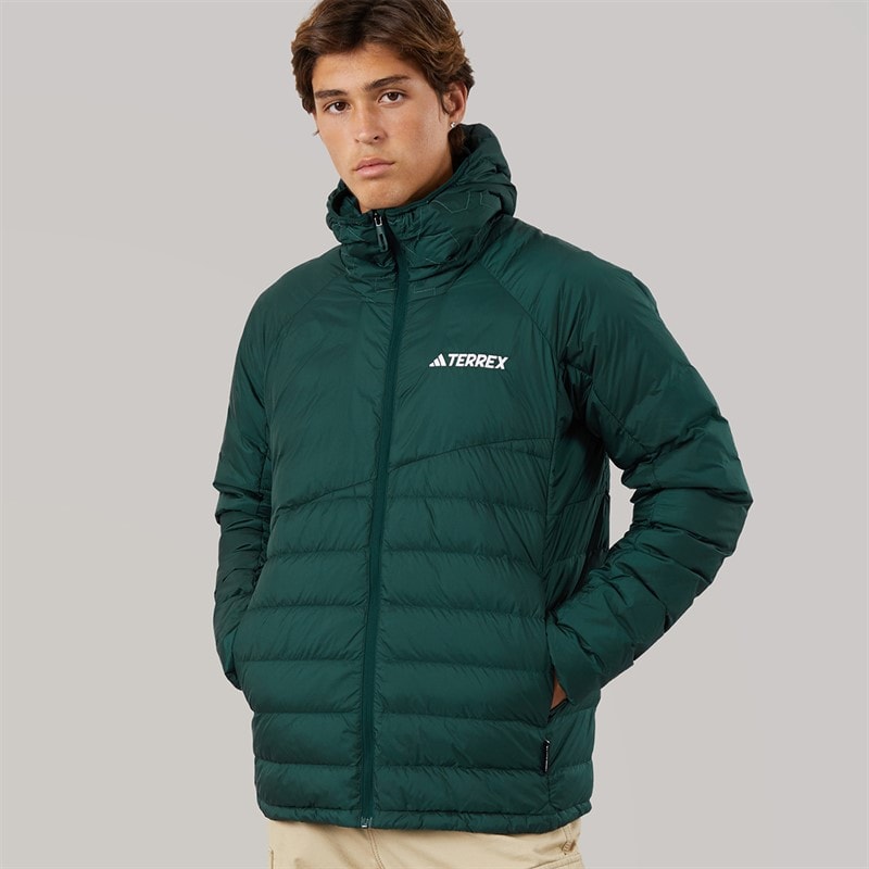 adidas Mens Terrex Xperior Climawarm+ Down Insulated Hooded Jacket Aurora Ivy