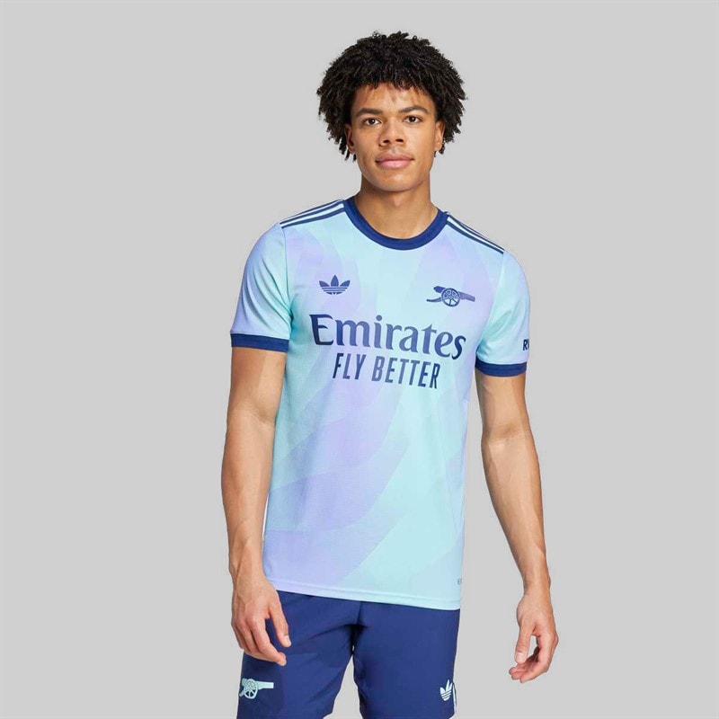 adidas Mens AFC Arsenal FC 24/25 Authentic Third Jersey Clear Aqua/Light Flare Purple