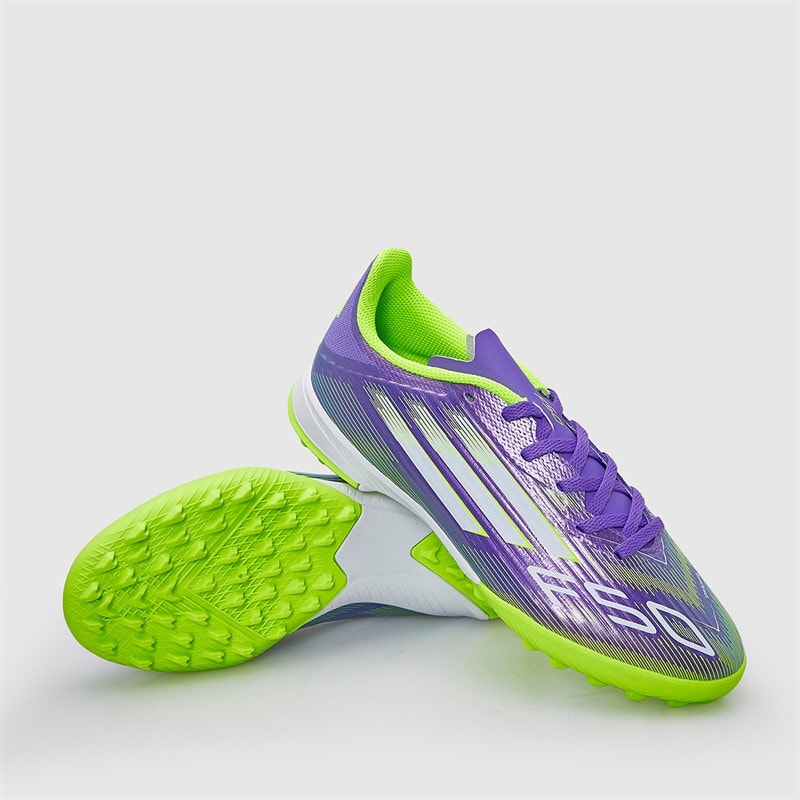 adidas Junior F50 League Radiant Blaze Pack TF Astro Turf Football Boots Purple Rush/Cloud White/Lucid Lemon