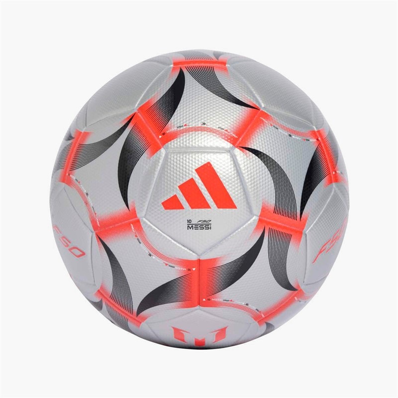 adidas Messi F50 League Match Football (FIFA Quality Certified) Silver Metallic/Lucid Red/Black