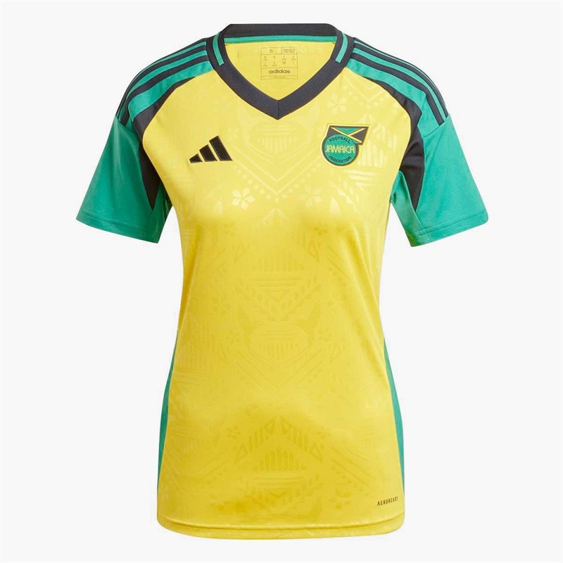 adidas Womens JFF Jamaica 2024 Home Jersey Hazy Yellow
