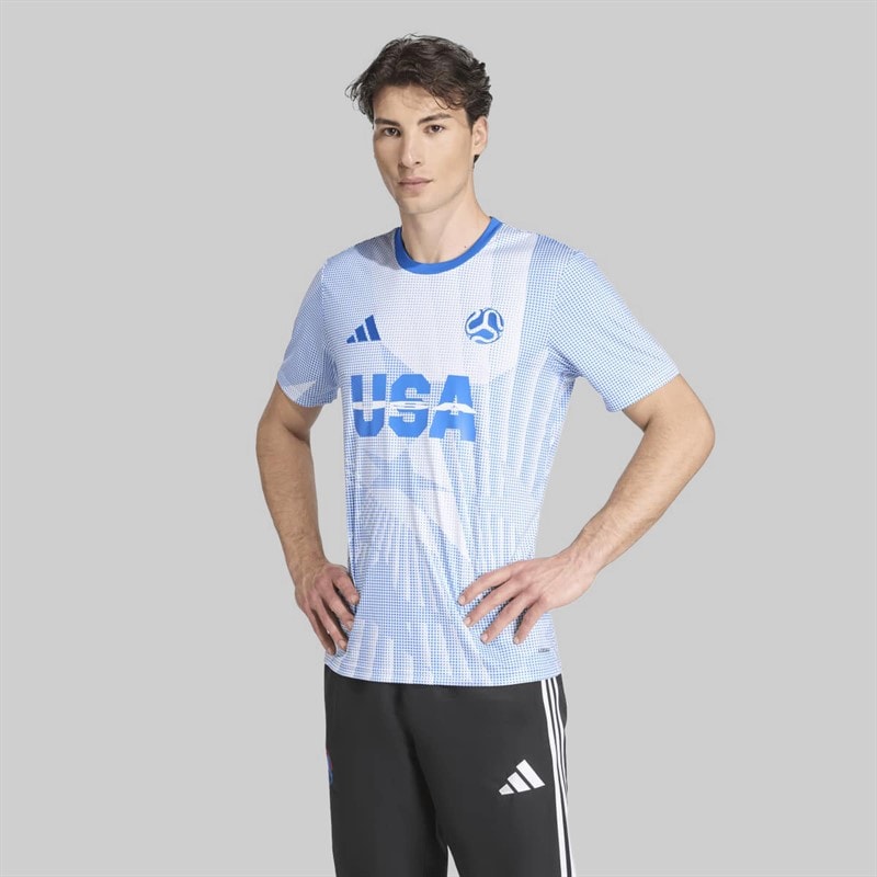 adidas Mens USA 2026 Jersey White/Glow Blue