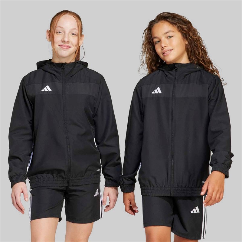adidas Junior Tiro 25 Essentials Woven Hooded Track Jacket Black/White