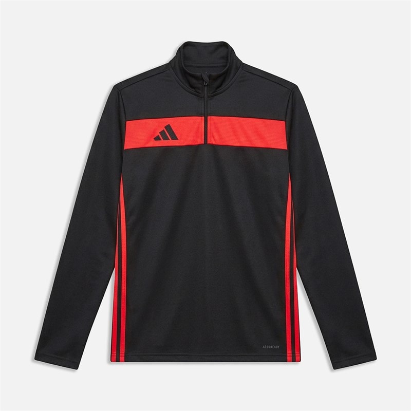 adidas Mens Tiro 25 Essentials 1/4 Zip Track Top Black/Lucid Red