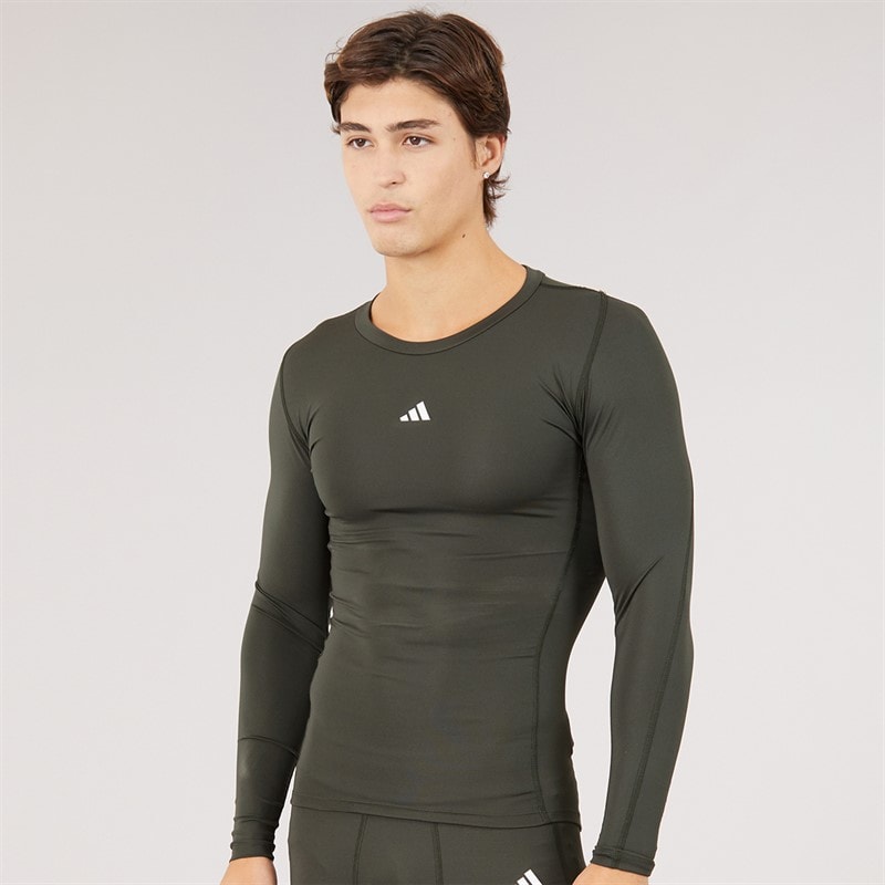 adidas Mens Techfit Long Sleeve T-Shirt Grey